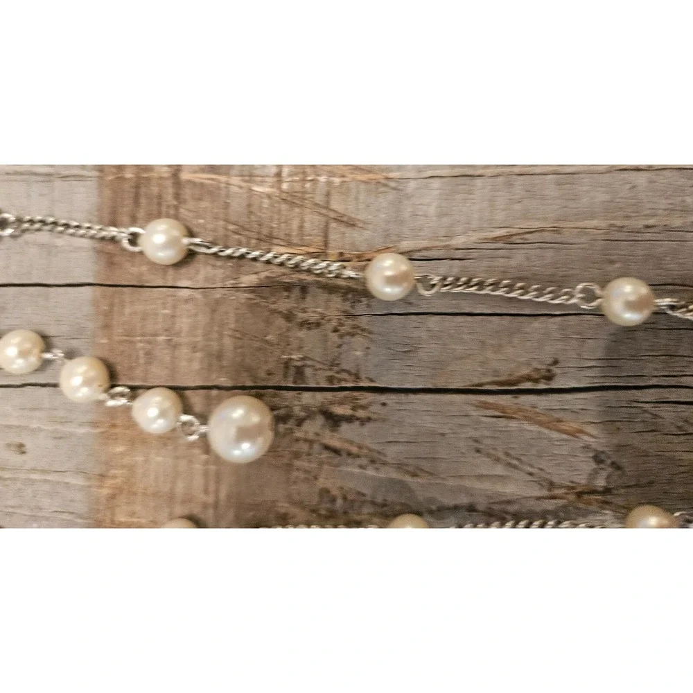 VINTAGE‎ CORO SILVER AND PEARL CHOKER NECKLACE - ELEGANT!